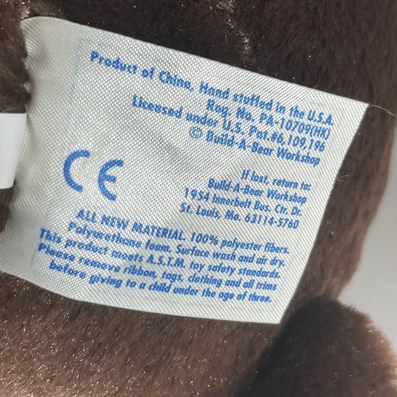 Build-A-Bear Teddy Fudge Pup Plush Brown Ivory Patches 10" - Picture 7 of 9